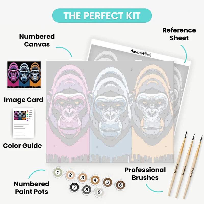 Three Gorillas - Paint by Numbers Kit