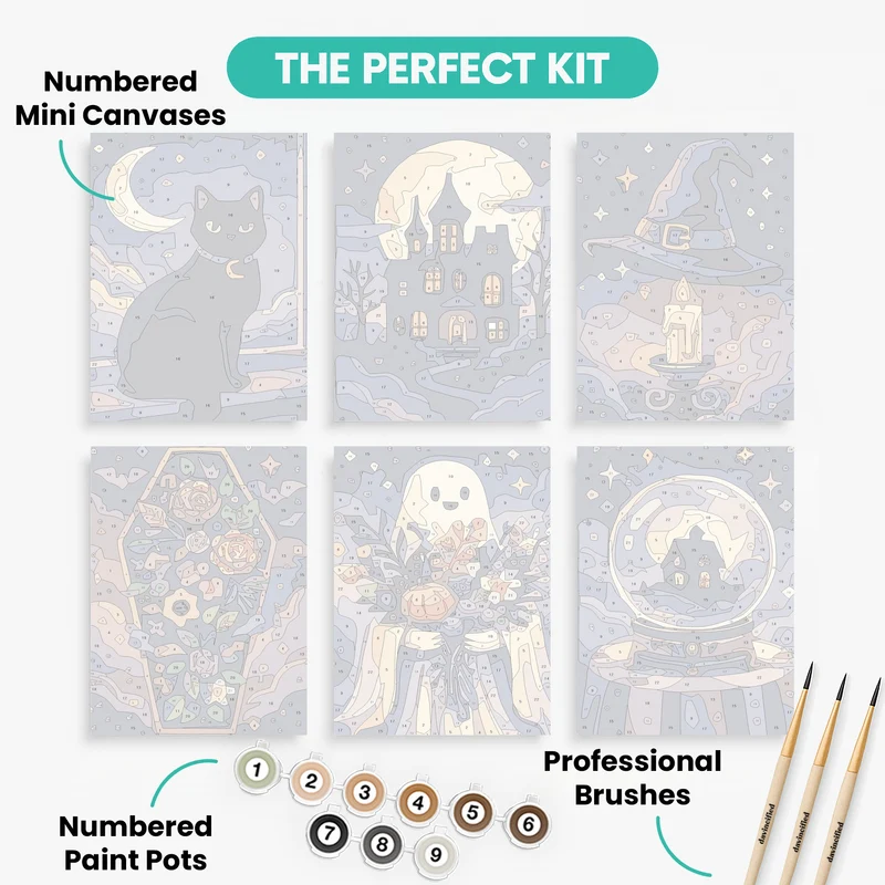 Enchanted Halloween Night - Mini Paint by Numbers Set