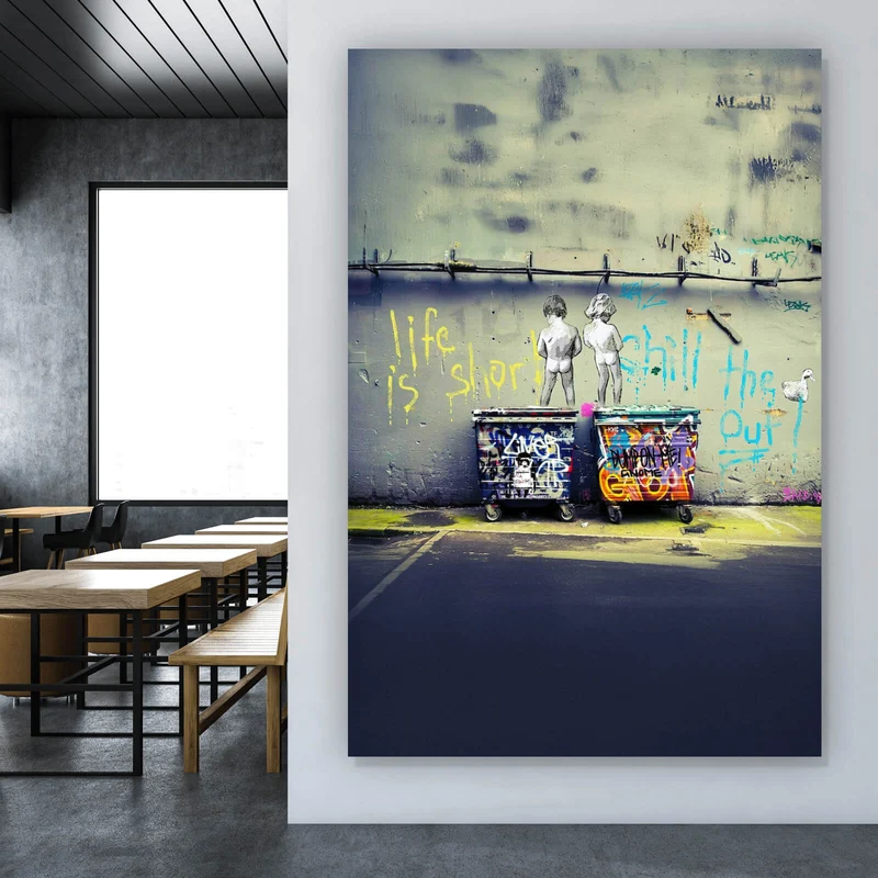 Aluminiumbild Banksy - Life is short Hochformat