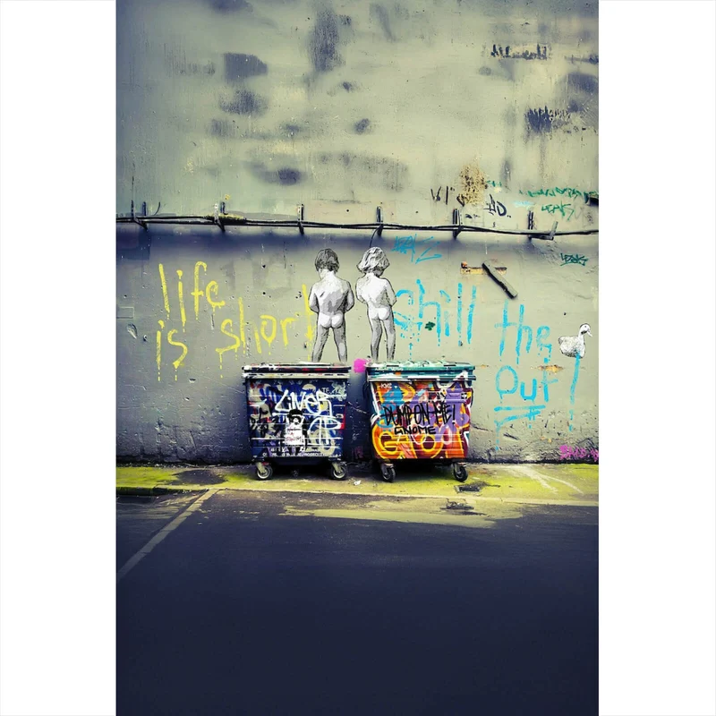 Aluminiumbild Banksy - Life is short Hochformat