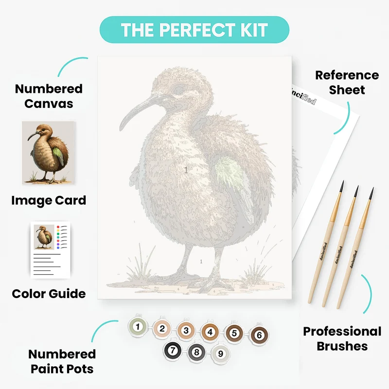 Fluffy Kiwi Bird - Paint by Numbers Kit