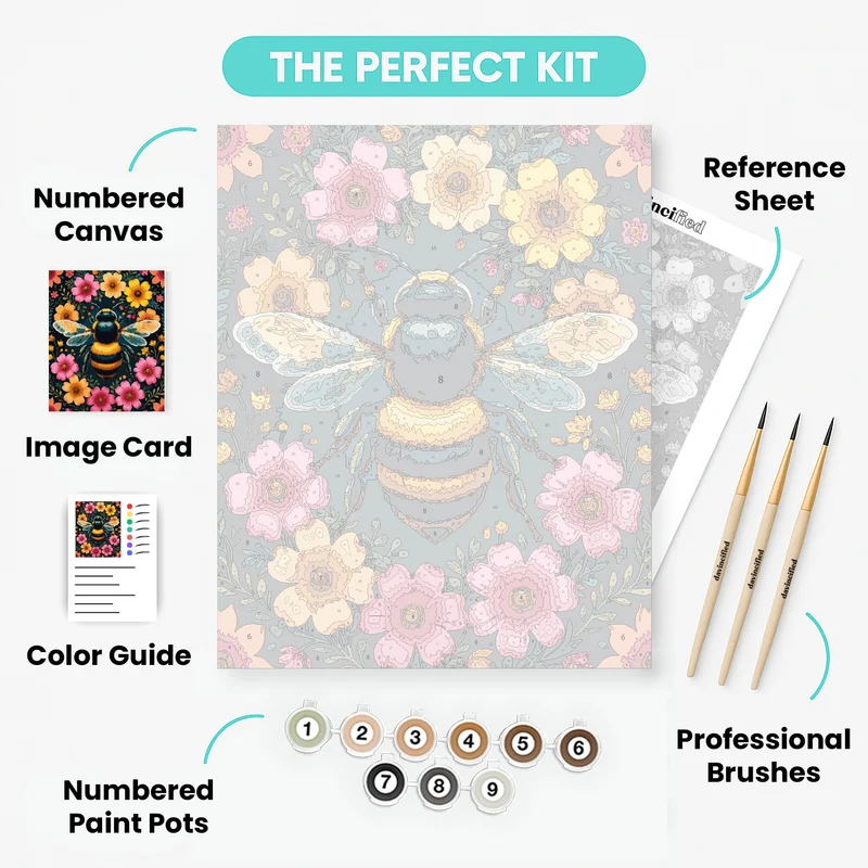 Vibrant Bumblebee with Floral Garden - Paint by Numbers Kit