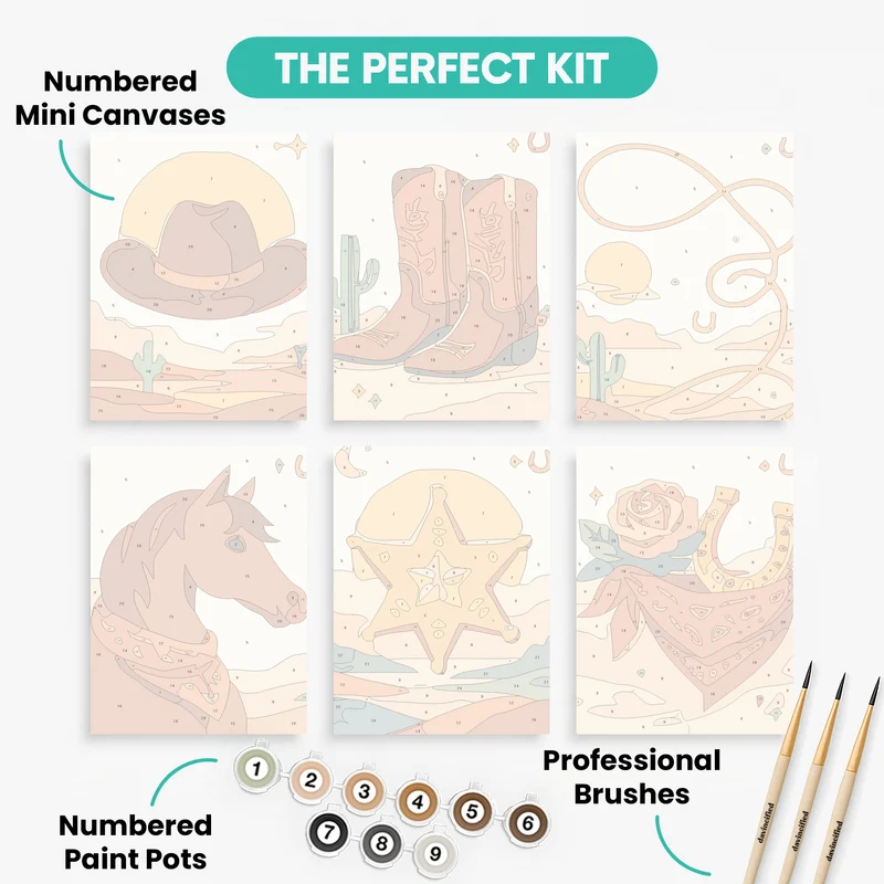 Cowboys - Mini Paint by Numbers Set
