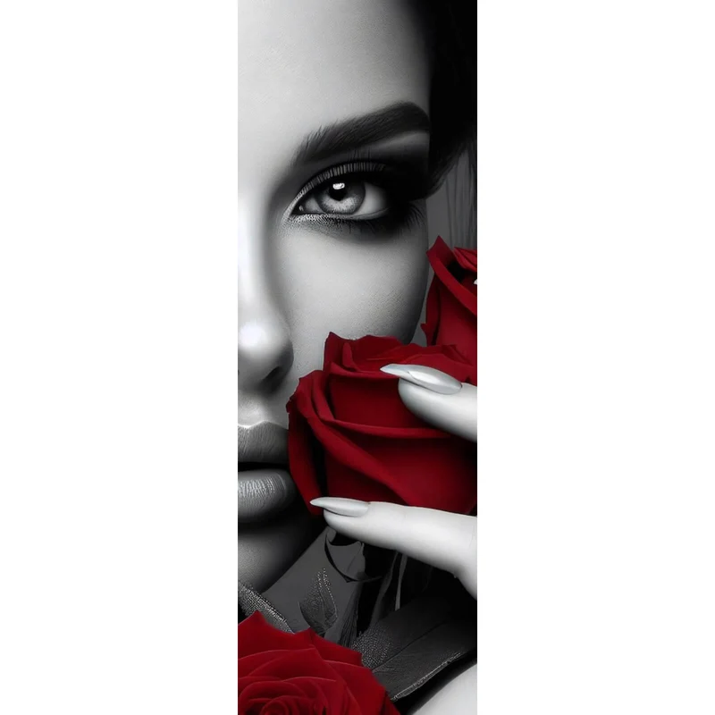 Aluminiumbild Elegante Frau mit Rosen und Schmuck No. 2 Panorama Hoch