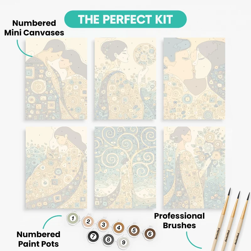 Gustav Klimt Inspired Romance - Mini Paint by Numbers Set
