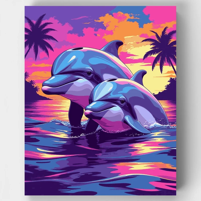 Dolphins at Sunset - Paint by Numbers Kit
