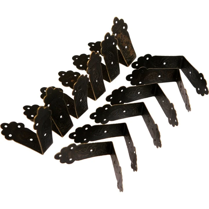 Corner Metal Hinge 43x20 mm, Set of 12, Bronze
