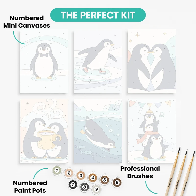 Penguins - Mini Paint by Numbers Set