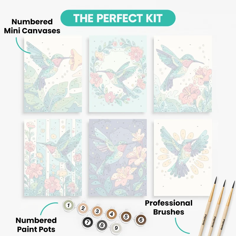 Hummingbirds - Mini Paint by Numbers Set