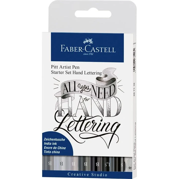 PITT Artist Pens Starter Set for Hand Lettering with Pencil and Sharpener