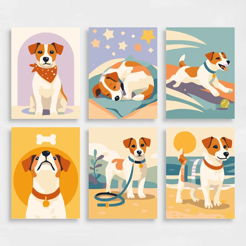 Jack Russell Terriers - Mini Paint by Numbers Set