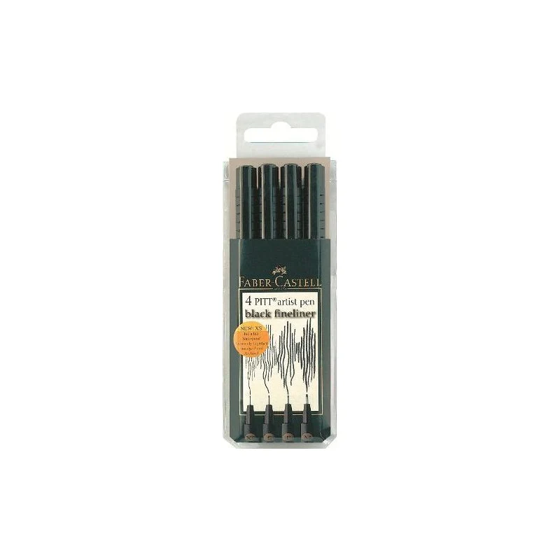 PITT Artist Pens Set of 4 [XS.S.F.M], Black