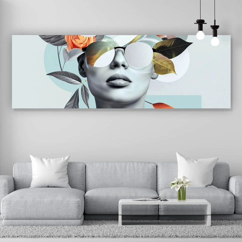 Spannrahmenbild Modernes Porträt mit Blumenarrangement Panorama