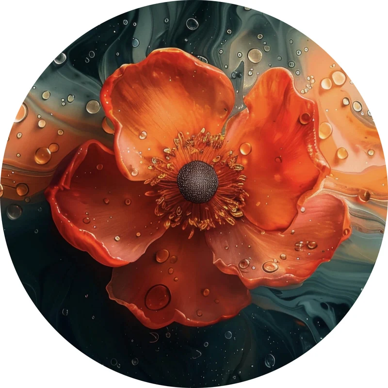 Aluminiumbild Beeindruckendes Fluid Art mit Blume Kreis