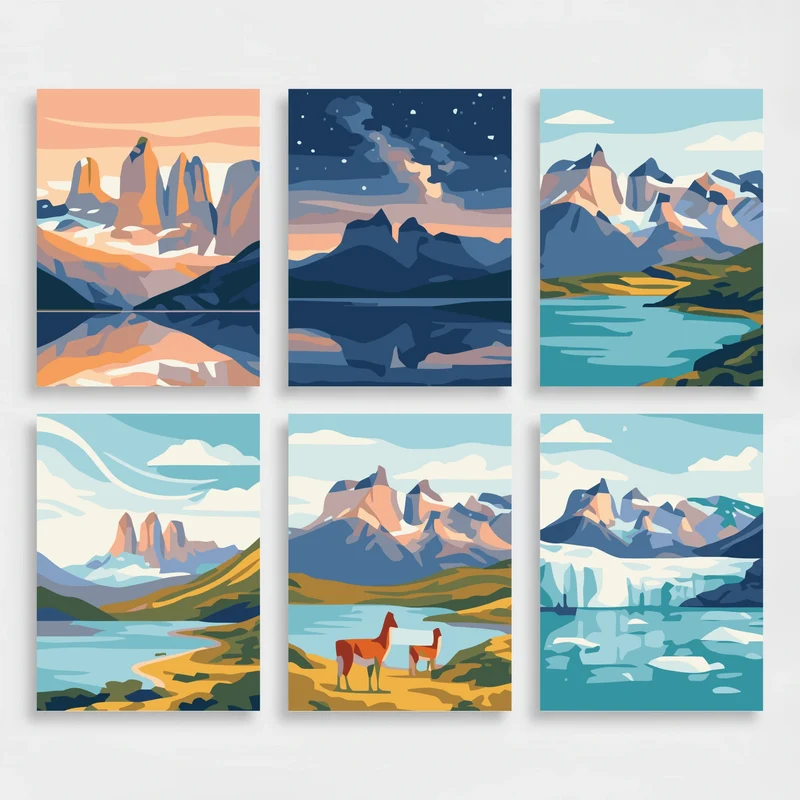 Torres Del Paine National Park - Mini Paint by Numbers Set