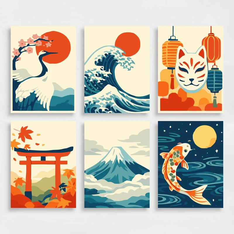 Japanese Art - Mini Paint by Numbers Set