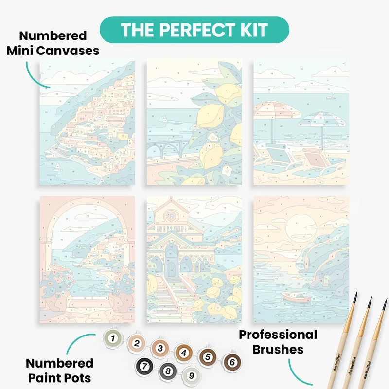 Amalfi Coast Paradise - Mini Paint by Numbers Set