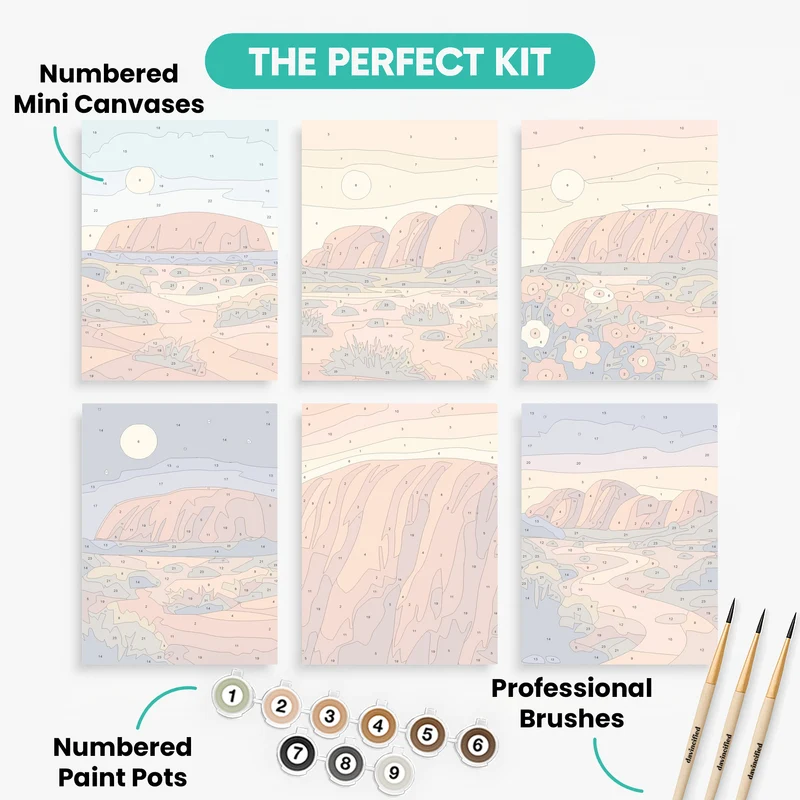 Uluru Desert Landscape - Mini Paint by Numbers Set