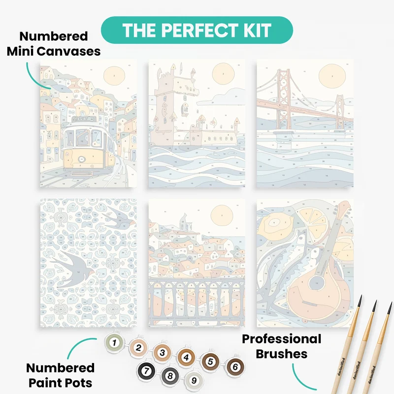 Portuguese Coastal Dreams - Mini Paint by Numbers Set