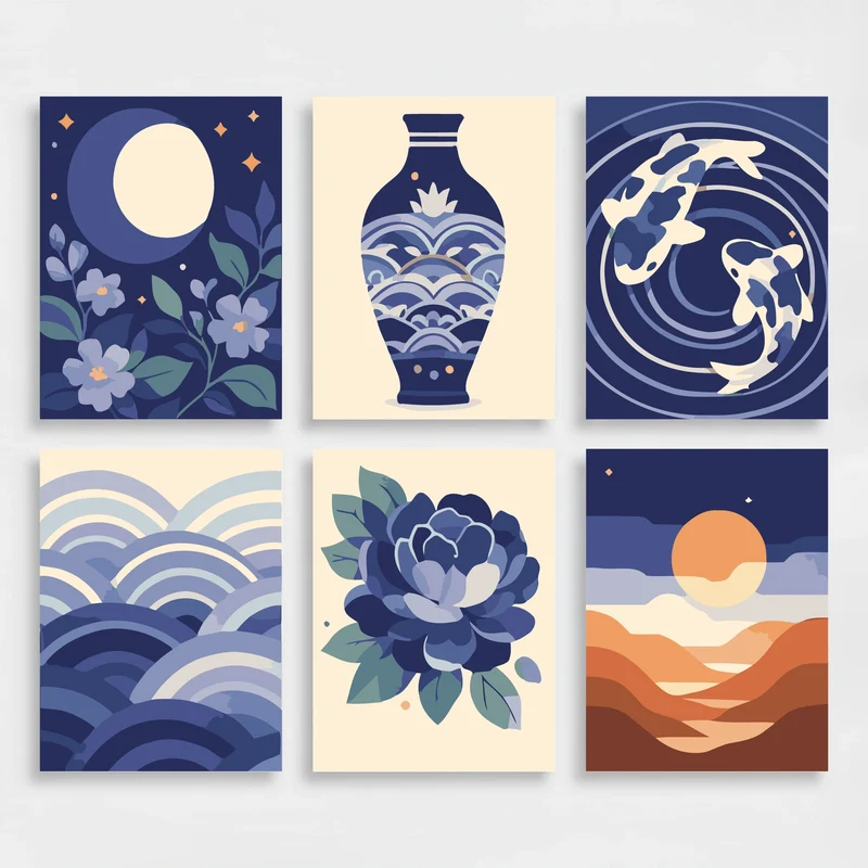 Indigo Serenity - Mini Paint by Numbers Set