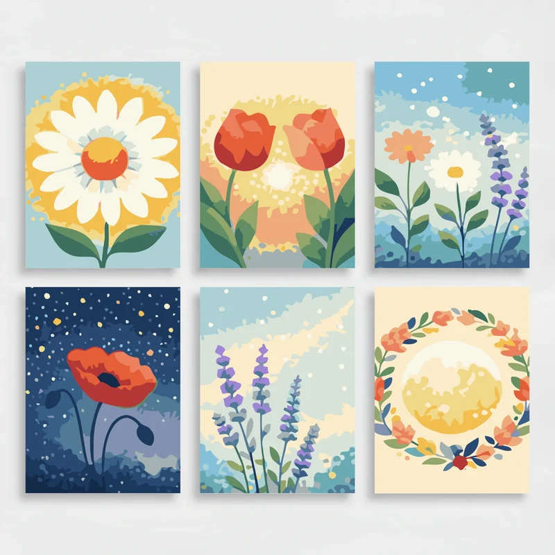 Blooming Garden - Mini Paint by Numbers Set