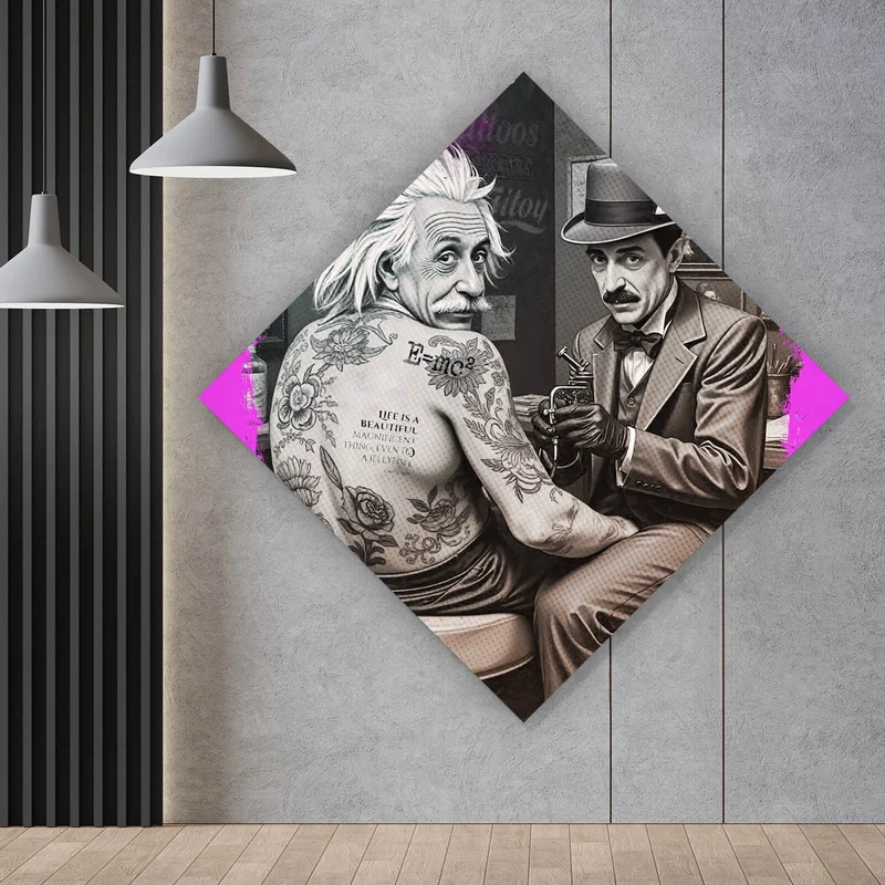 Aluminiumbild Life Beautiful Retro Tattoo Raute