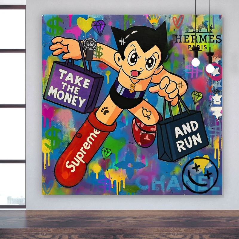 Acrylglasbild Take the Money and Run Quadrat