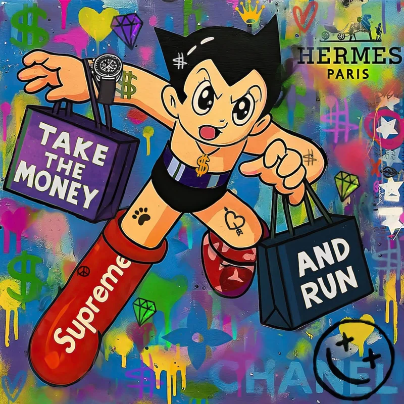 Aluminiumbild Take the Money and Run Quadrat