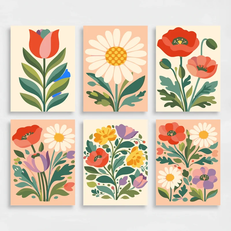 Vintage Floral Collection - Mini Paint by Numbers Set