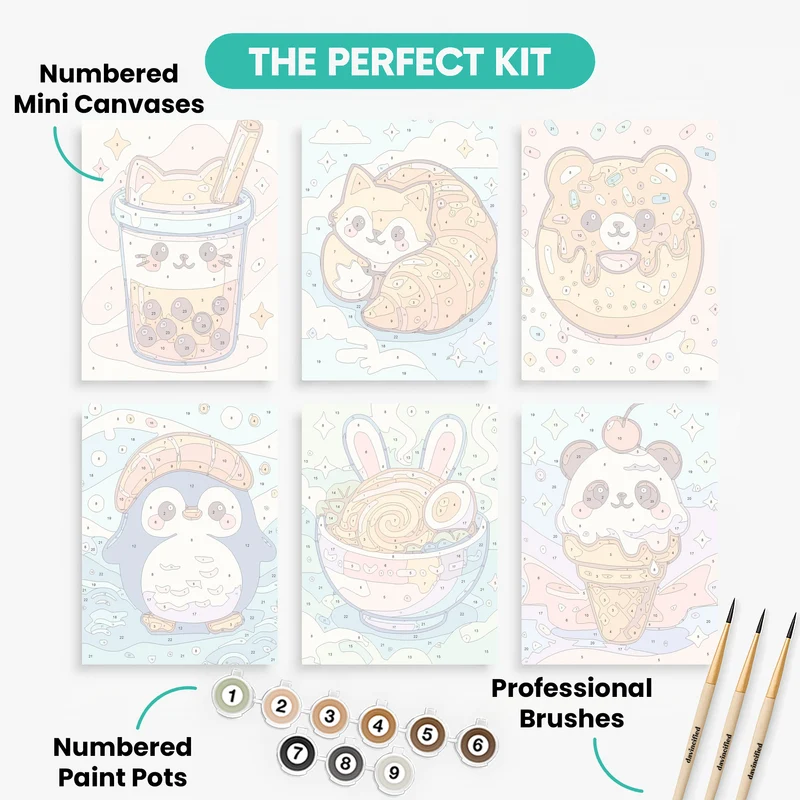 Kawaii Food Friends - Mini Paint by Numbers Set