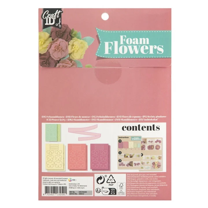 Foam Flowers DIY Set, Brown-Yellow, 3 pcs