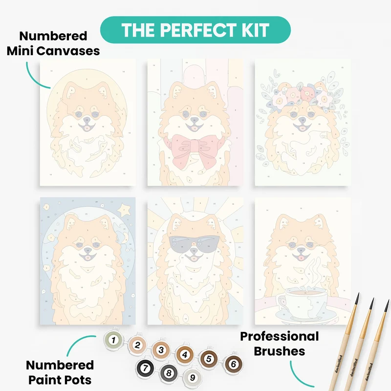 Pomeranians - Mini Paint by Numbers Set