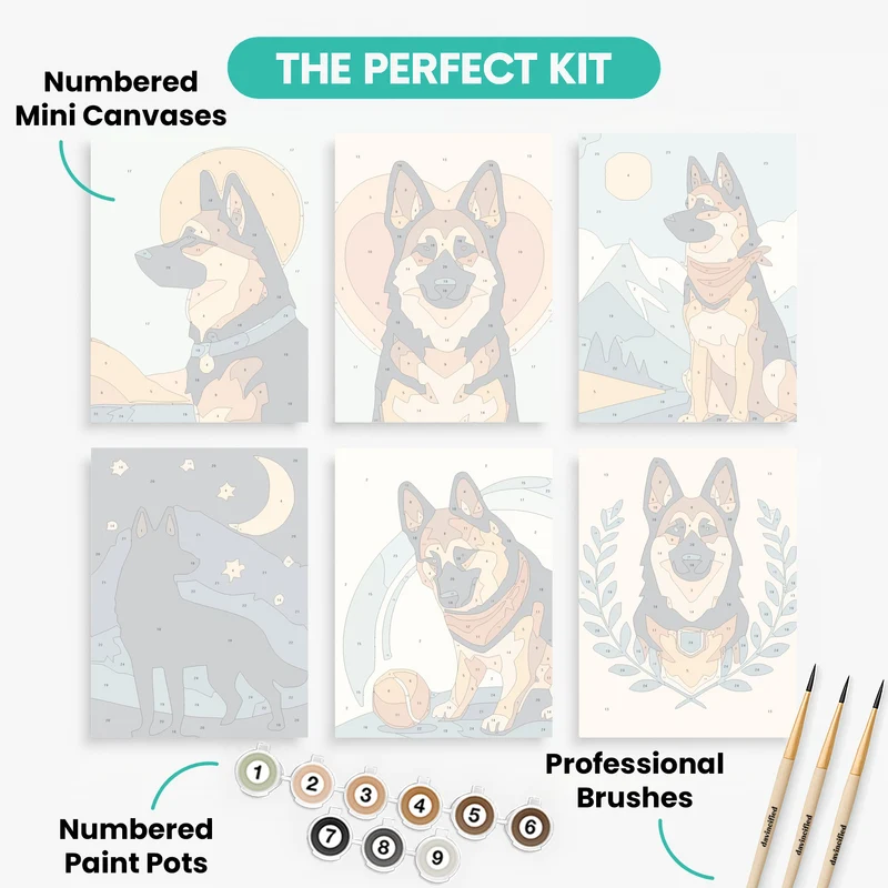 German Shepherd Gallery - Mini Paint by Numbers Set