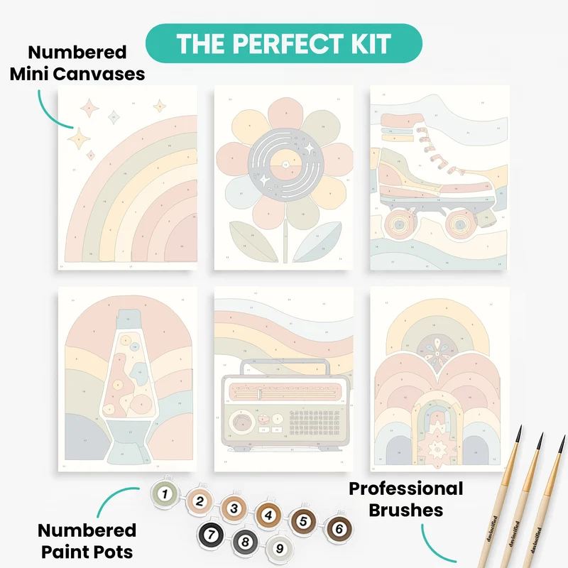 Groovy 70s - Mini Paint by Numbers Set