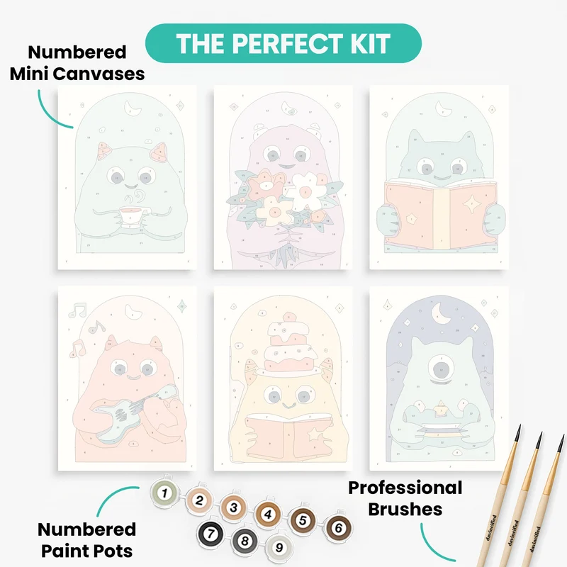 Adorable Monsters - Mini Paint by Numbers Set