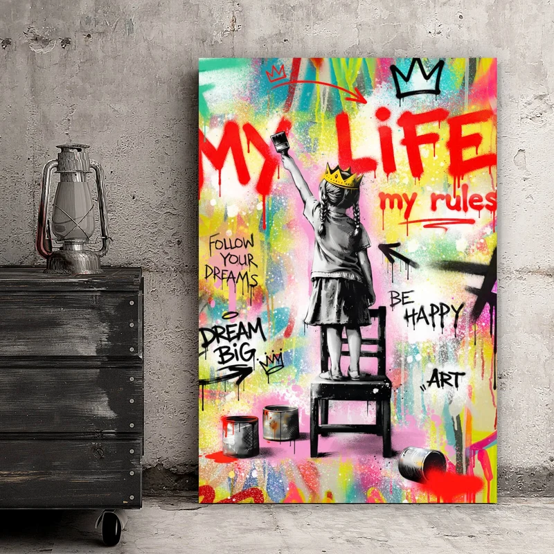 Acrylglasbild My Life my rules Pop Art Hochformat