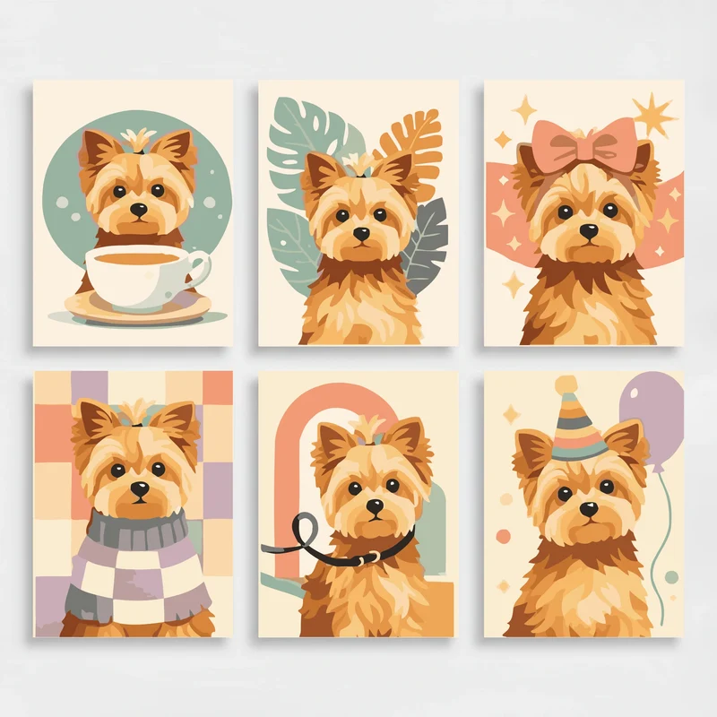 Yorkshire Terriers - Mini Paint by Numbers Set