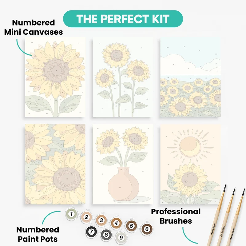 Sunflowers - Mini Paint by Numbers Set