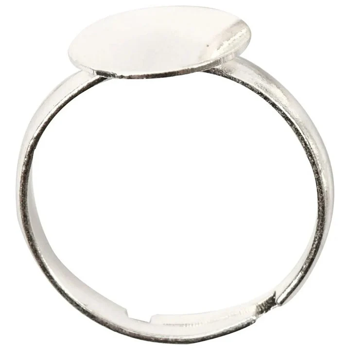 Metal Ring Base, Silver, Set of 15