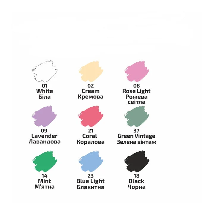 ROSA Pastel Acrylic Fabric Paints, 9 x 20 ml