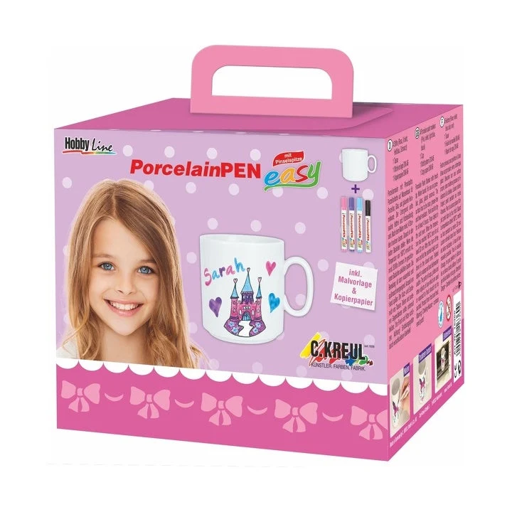 KREUL Porcelain Pens for Girls, Set of 4 with Mug