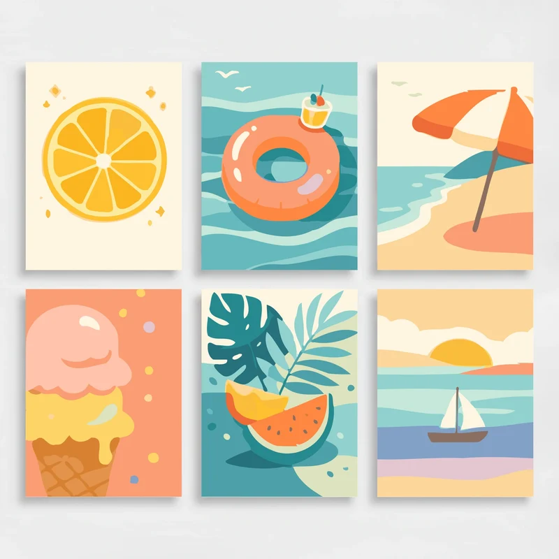 Summer - Mini Paint by Numbers Set