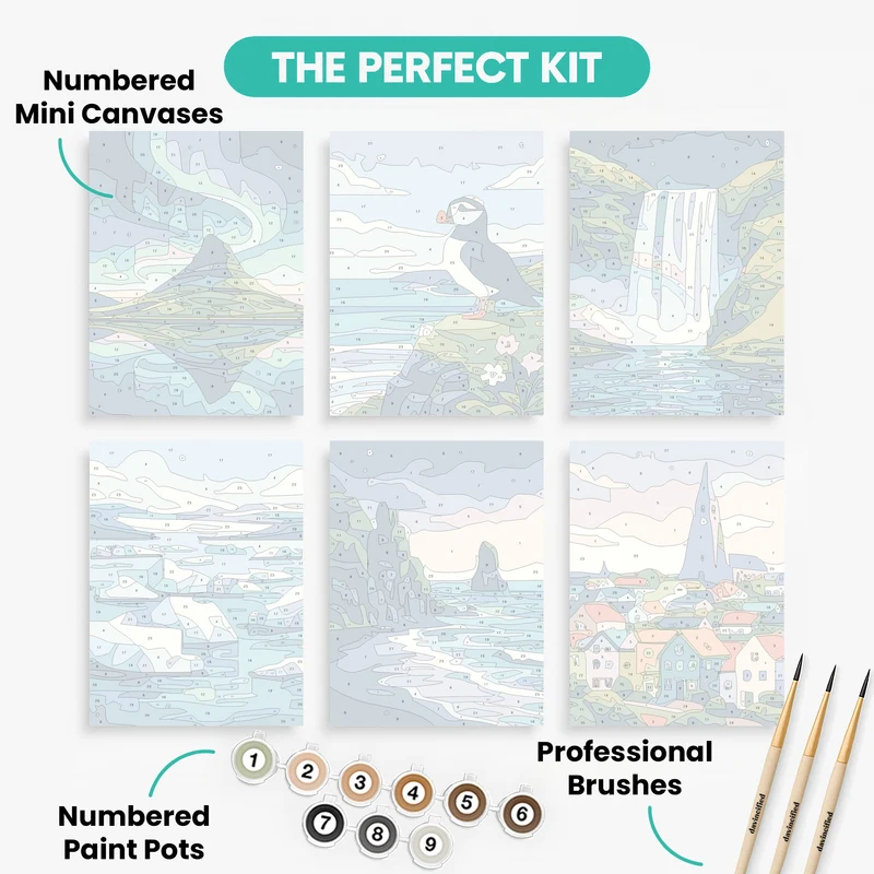 Iceland Wonders - Mini Paint by Numbers Set