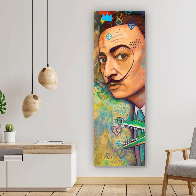 Poster Dali mit schmelzender Uhr Panorama Hoch