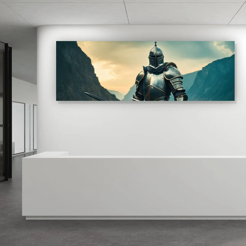 Spannrahmenbild Ritter majestätisch mit zwei Schwertern Panorama