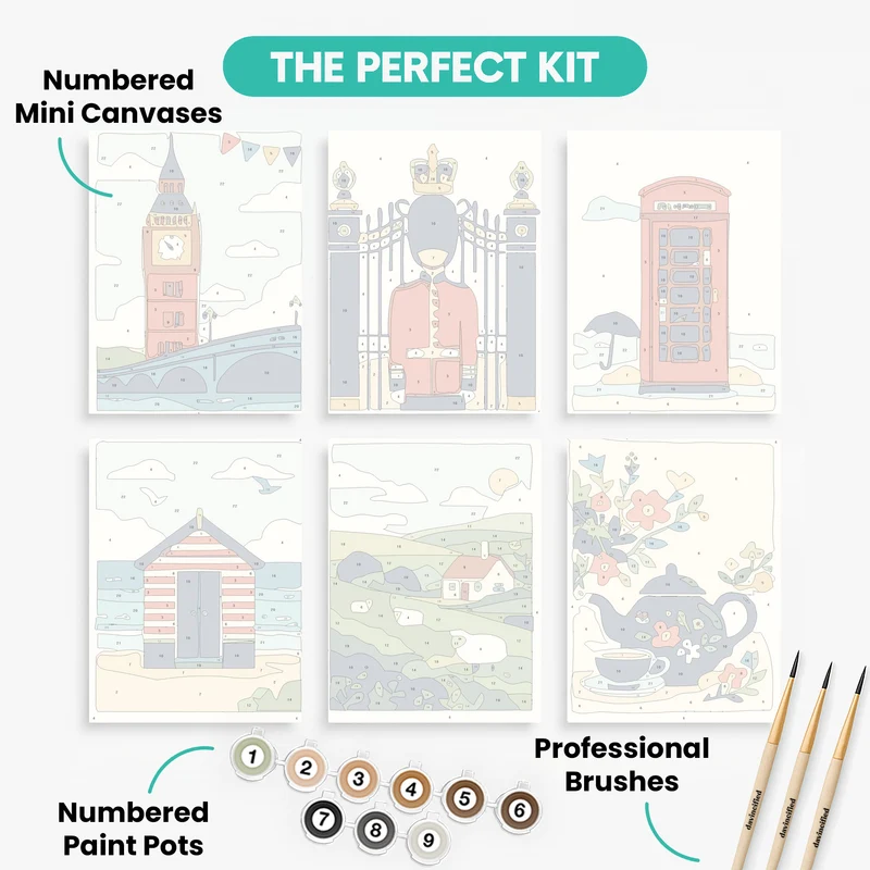 British Icons - Mini Paint by Numbers Set