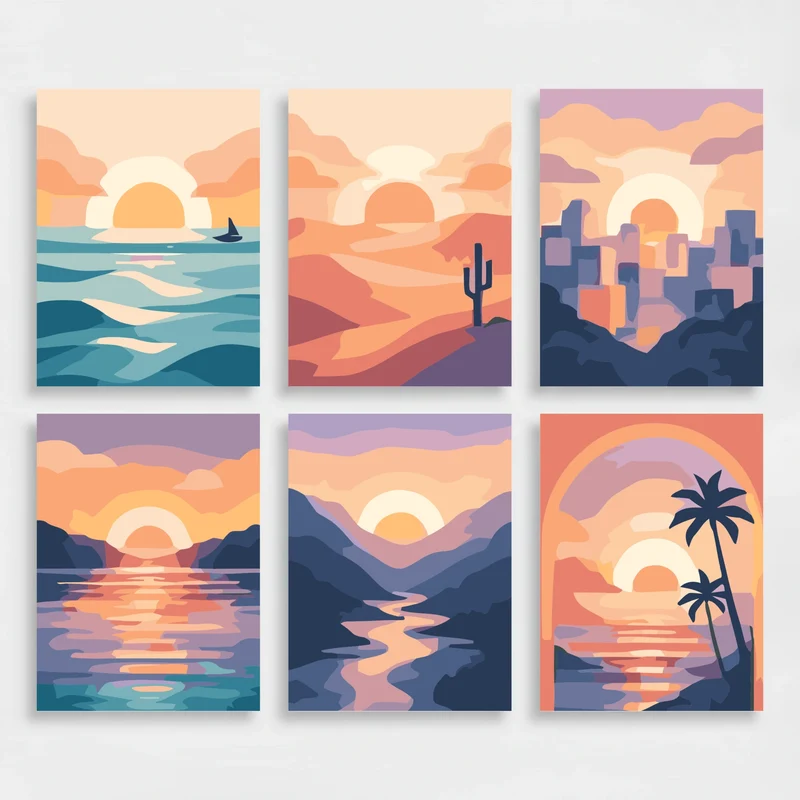 Sunset Horizons - Mini Paint by Numbers Set