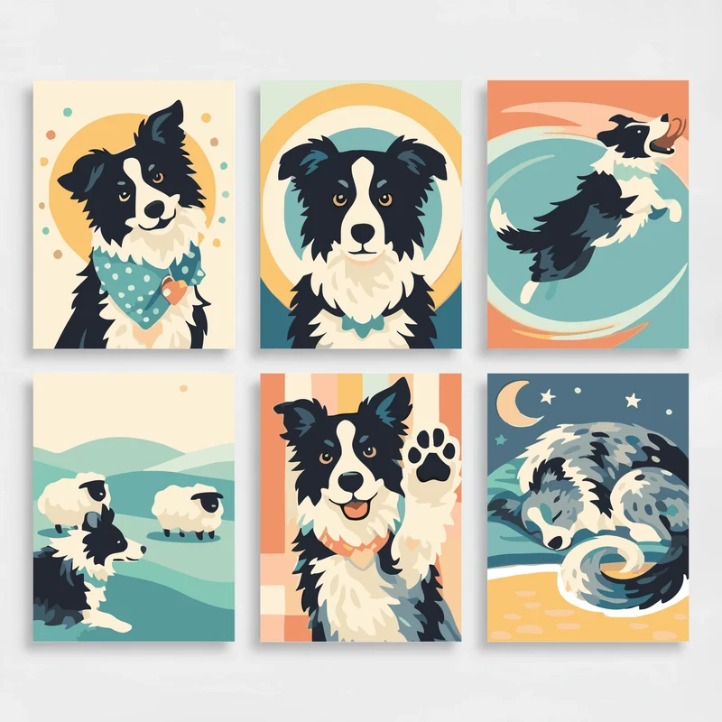 Border Collies - Mini Paint by Numbers Set