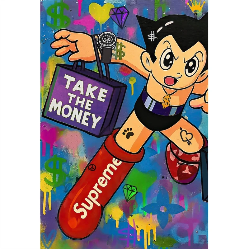 Spannrahmenbild Take the Money and Run Hochformat