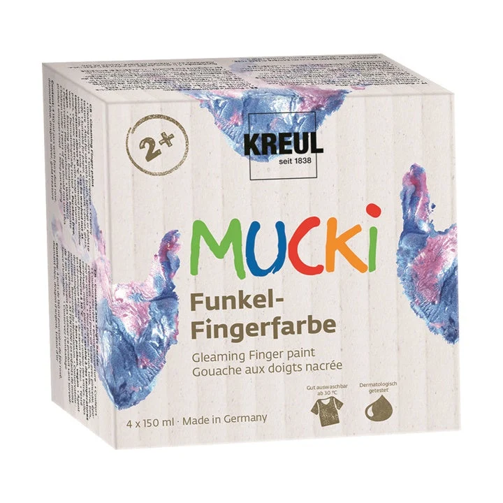 MUCKI Glowing Finger Paints, 150 ml, Set of 4 x 150 ml